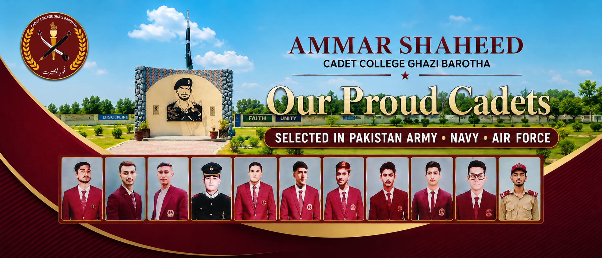 Our Proud Cadets — selected in Pakistan Army, Navy and Air Force from Ammar Shaheed Cadet College Ghazi Barotha